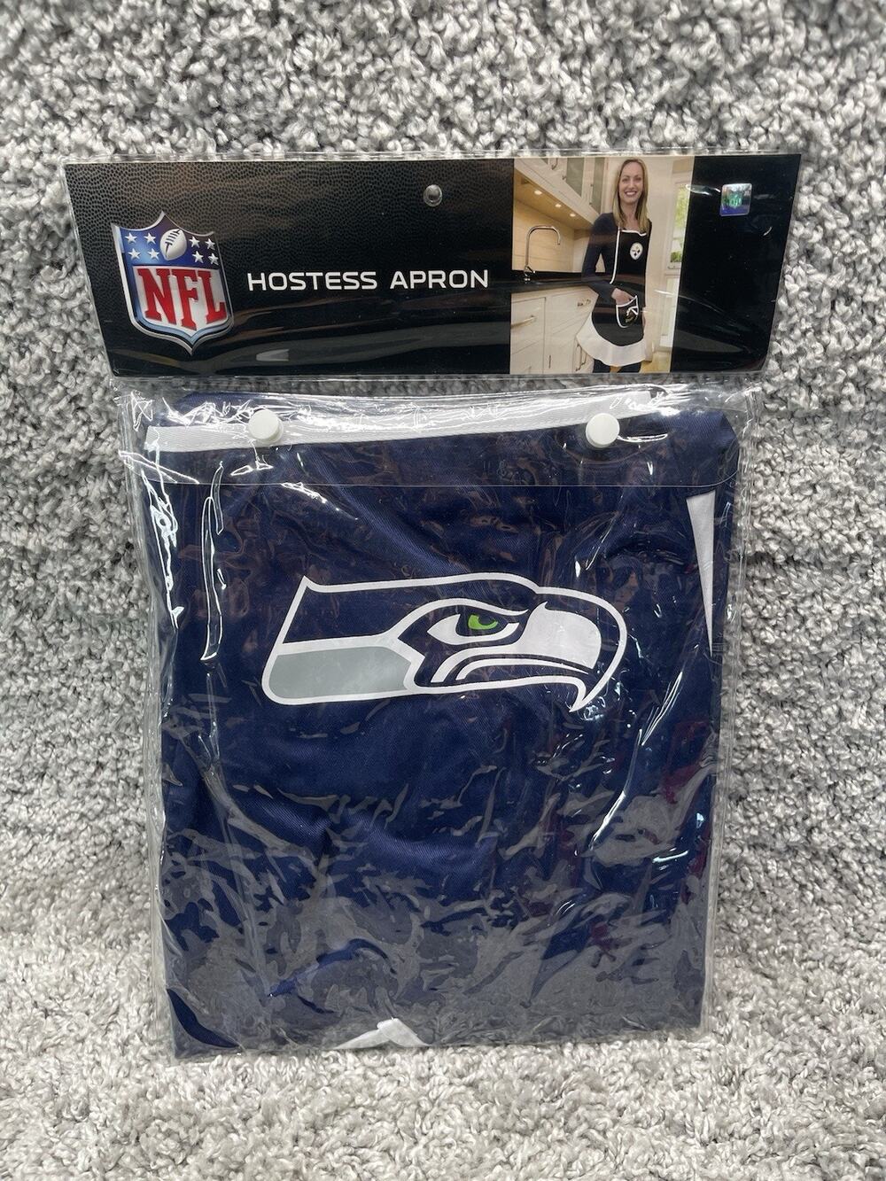 NFL Seattle Seahawks Hostess Apron w/Pocket & Ruffle Hem Fits Most Adults New